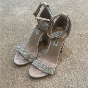 Steve Madden Beige Heeled Sandals with Rhinestones